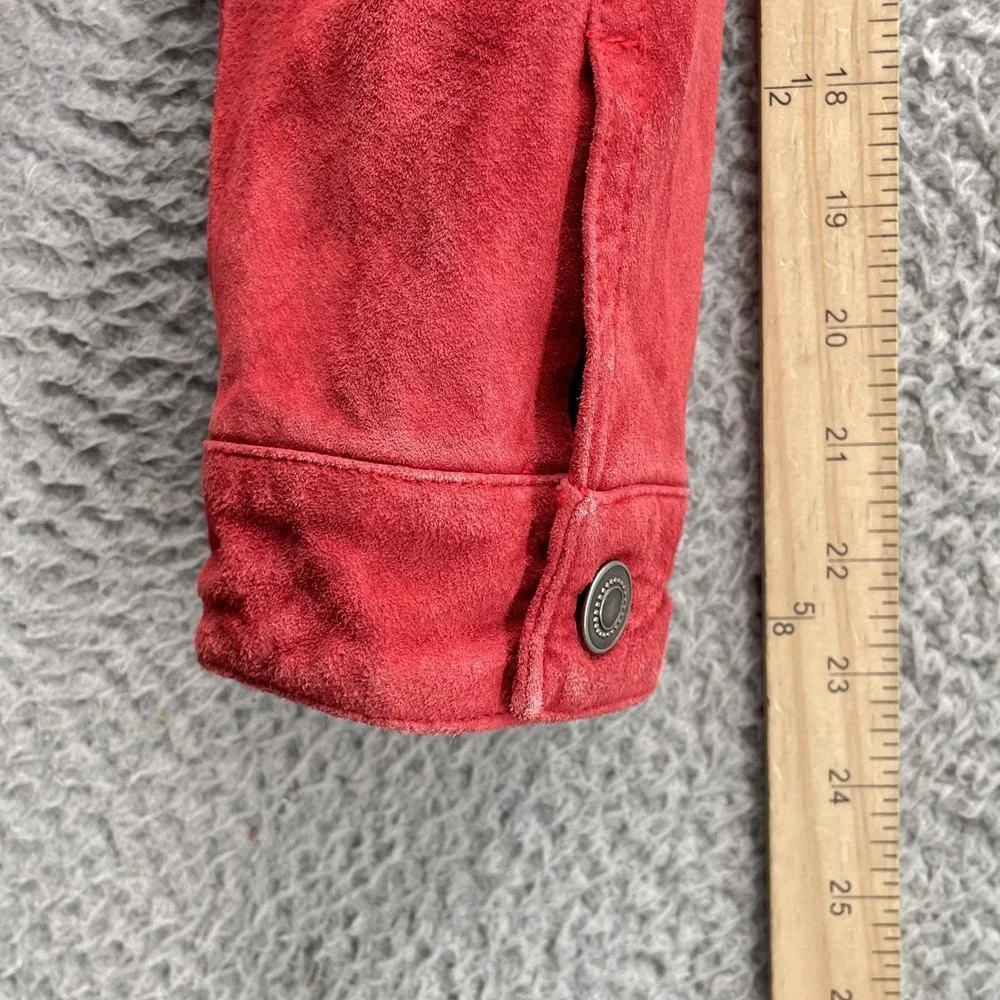 Chico's Suede Jacket Women's 1 Red Leather Y2k 70's Moto Chic Office 90s Classic